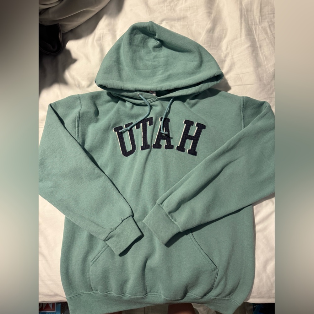 Jerzees Teal Hoodie with Navy Accents